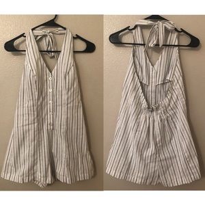 White/ Navy Striped Romper